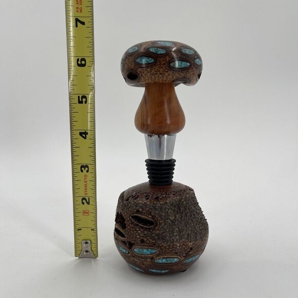Handcrafted Australian Banksia Bottle Stopper With Holder Signed Turquoi… - Picture 6 of 11